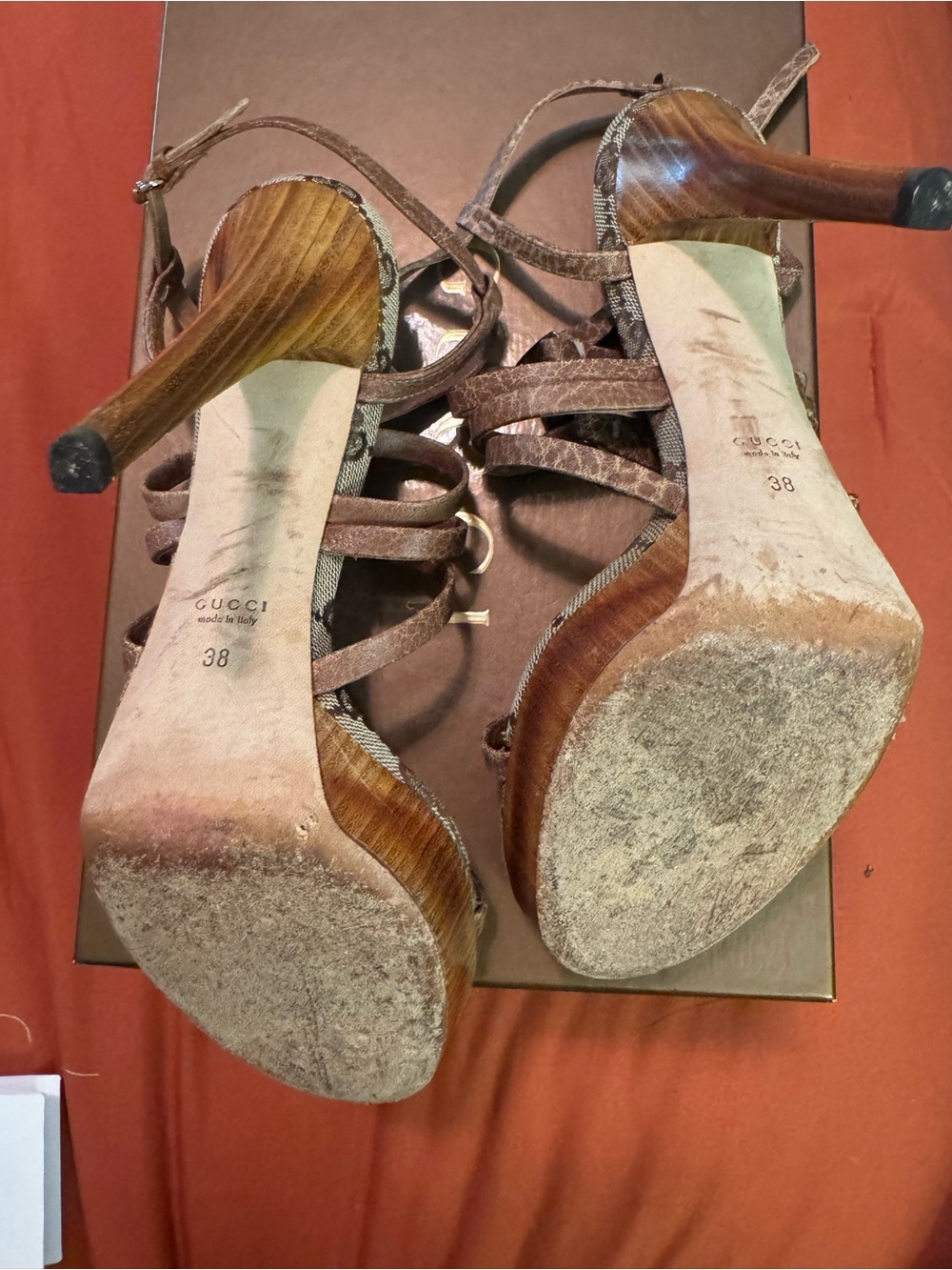 Gucci Brown Monogram Multi-Strap Sandal - Picture 3 of 4
